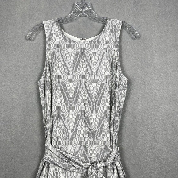 NWT Gap Dress Small White Black Printed Tie Waist Sleeveless Pockets - Picture 4 of 14